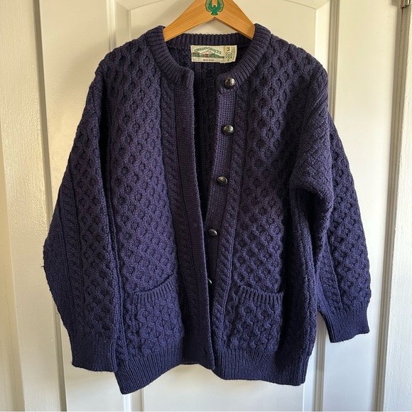 Aran Crafts Sweaters - Aran Crafts Ireland 100% Wool Blue Cardigan Sweater